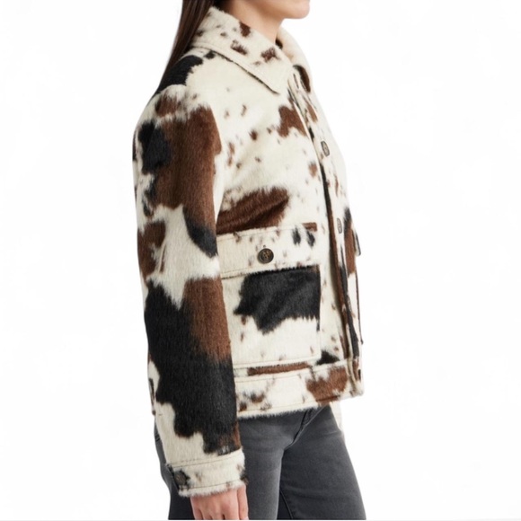 Bernardo Cow Print Faux Fur Jacket - Picture 5 of 7